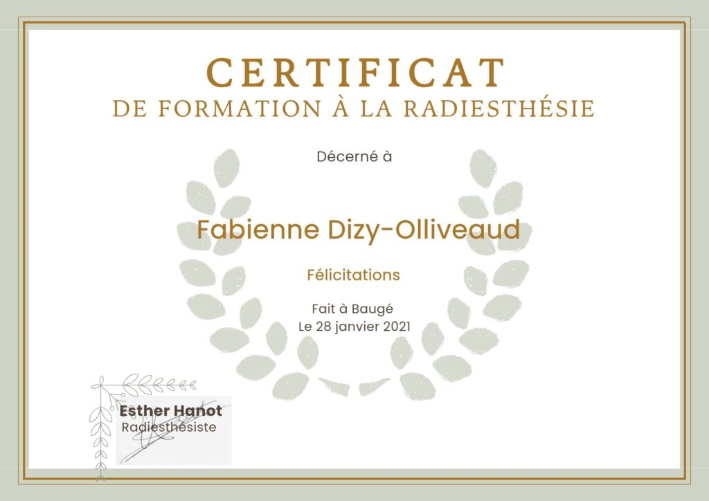 Radiesthesie fabienne dizy olliveaud diplome
